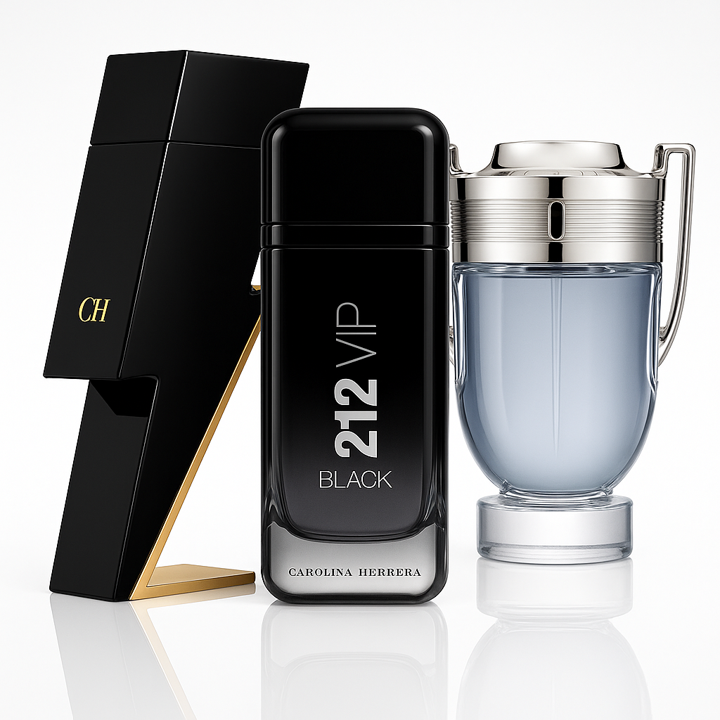 Combo aus 3 Herrenparfums – Bad Boy von Carolina Herrera, 212 VIP Black von Carolina Herrera und Invictus von Paco Rabanne
