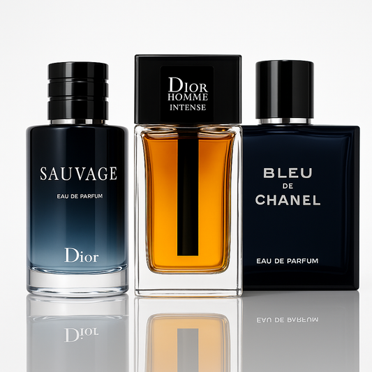Combo aus 3 Herrenparfums – Sauvage Dior, Bleu de Chanel, Dior Homme Intense