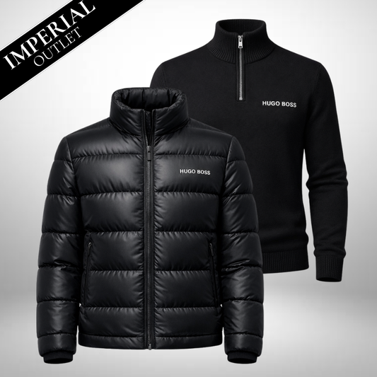 HUGO BOSS Set: Puffer-Jacke + Rollkragenpullover aus Wolle